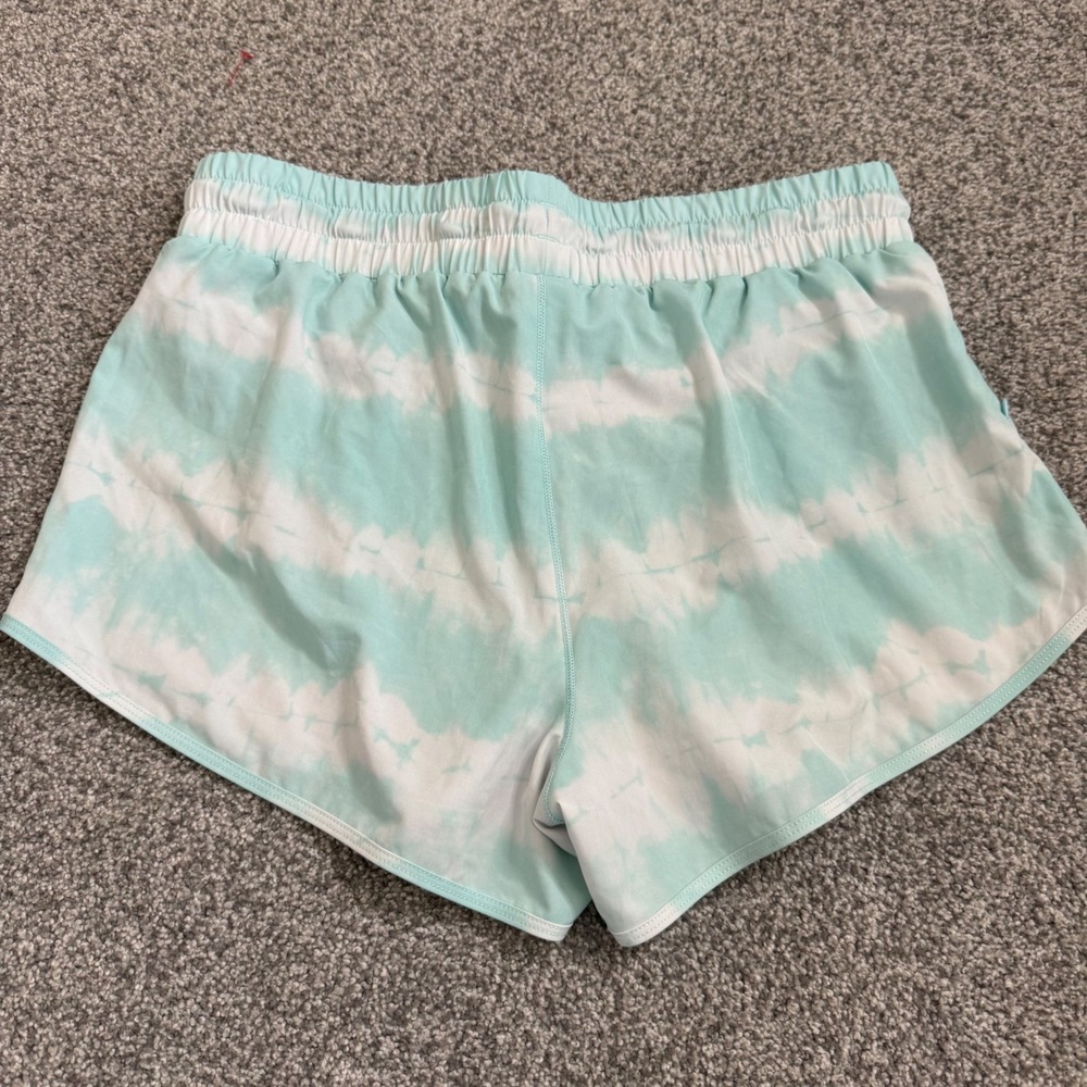 Lorna Jane Uniquely Mint Green Tie Dye Running Shorts Medium Side Zip Pocket - Picture 7 of 10